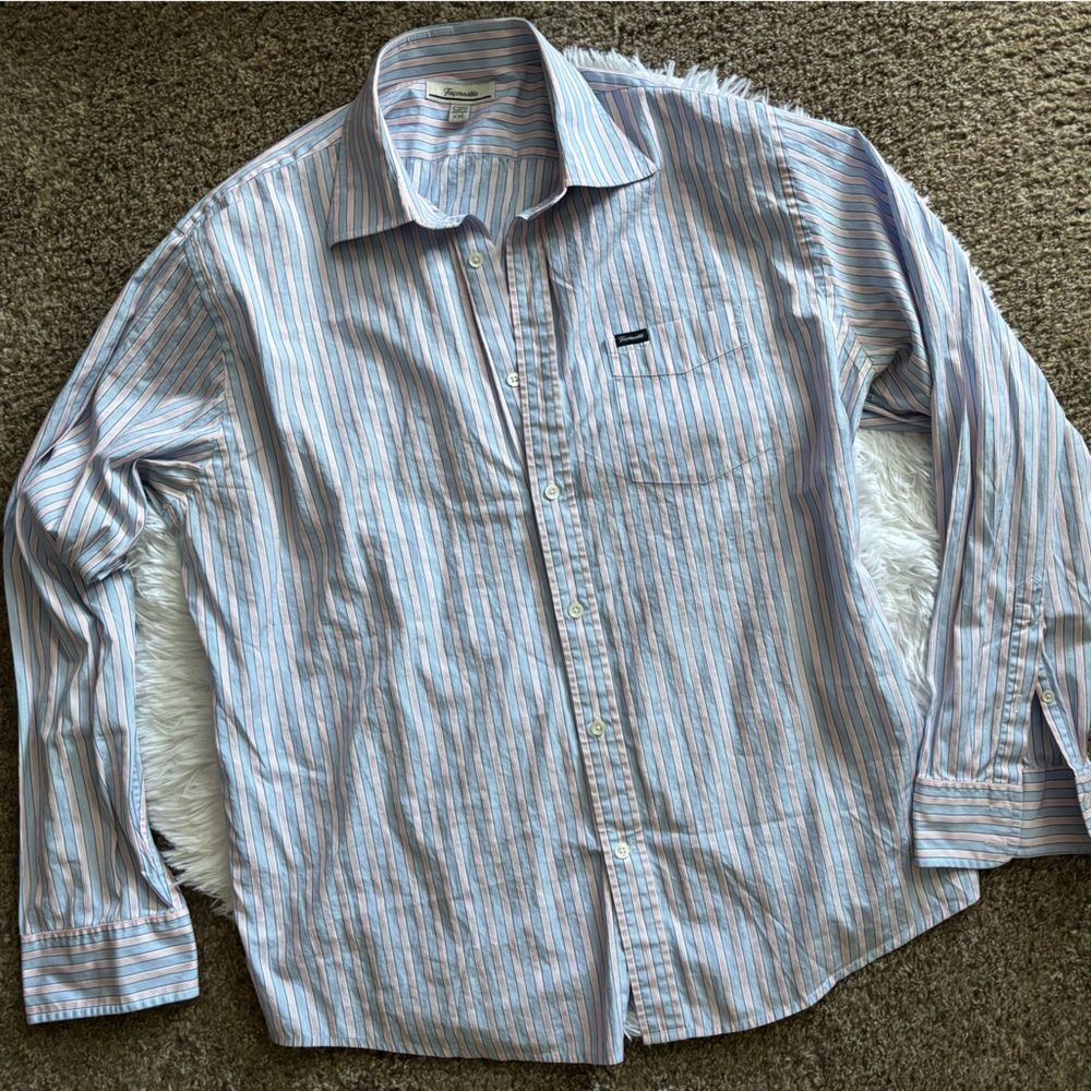 Faconnable Dress Shirt Button Down Striped Womens Size XXL